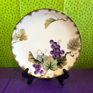 Lefton China Hand Painted Grapes Pattern Plate Vintage